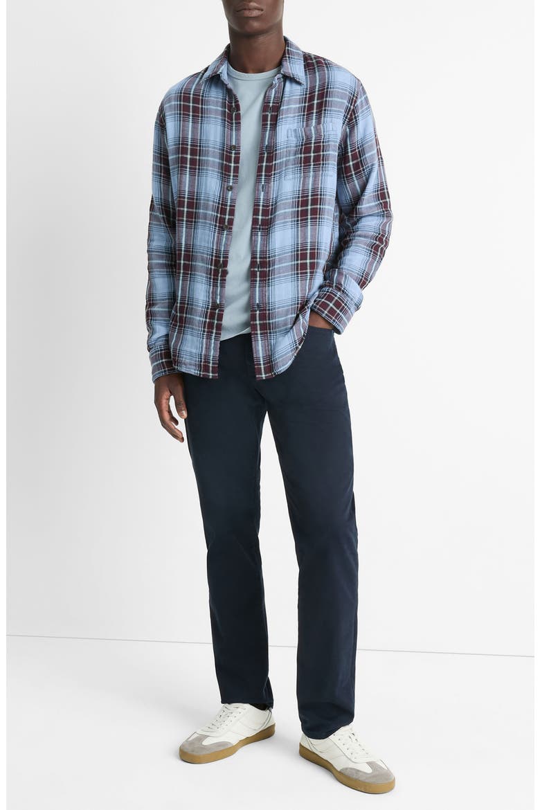 Napa Plaid Twill Button-Up Shirt, Alternate, color, BLUE CLOUD/MALBEC
