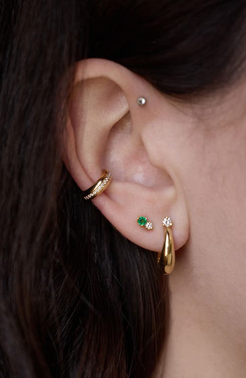Zoë Chicco Tapered Diamond Hoop Earrings In Gold
