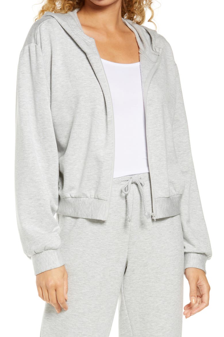 Fleece Zip Hoodie, Main, color, GREY PEARL HEATHER