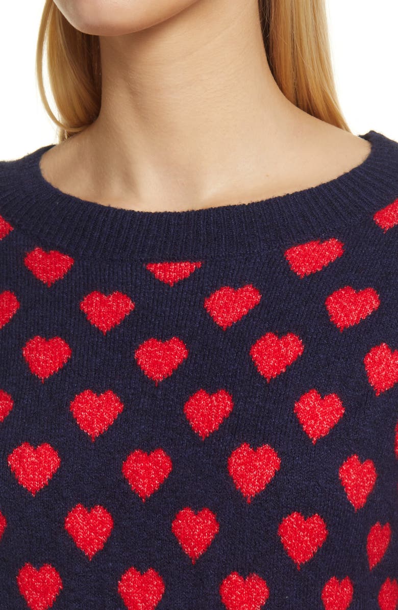 Caslon<sup>®</sup> Heart Pattern Crewneck Sweater, Alternate, color, 
