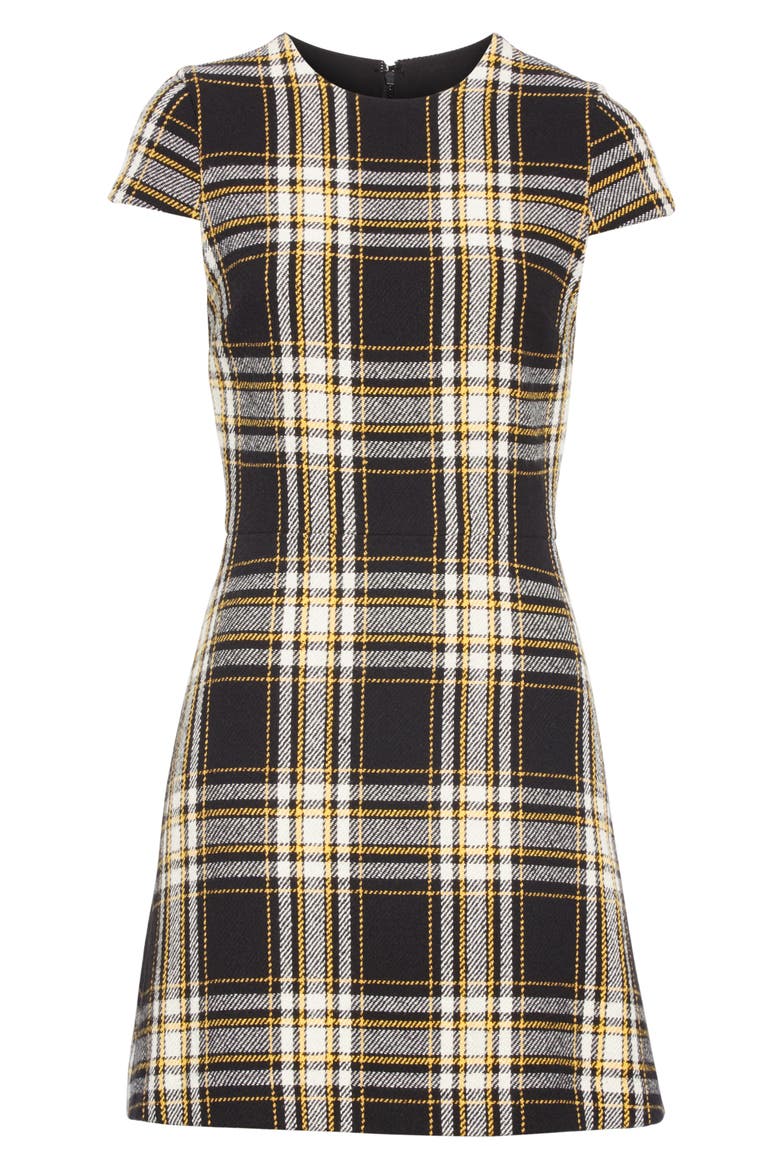 Malin Cap Sleeve Sheath Dress, Alternate, color, BLACK / YELLOW