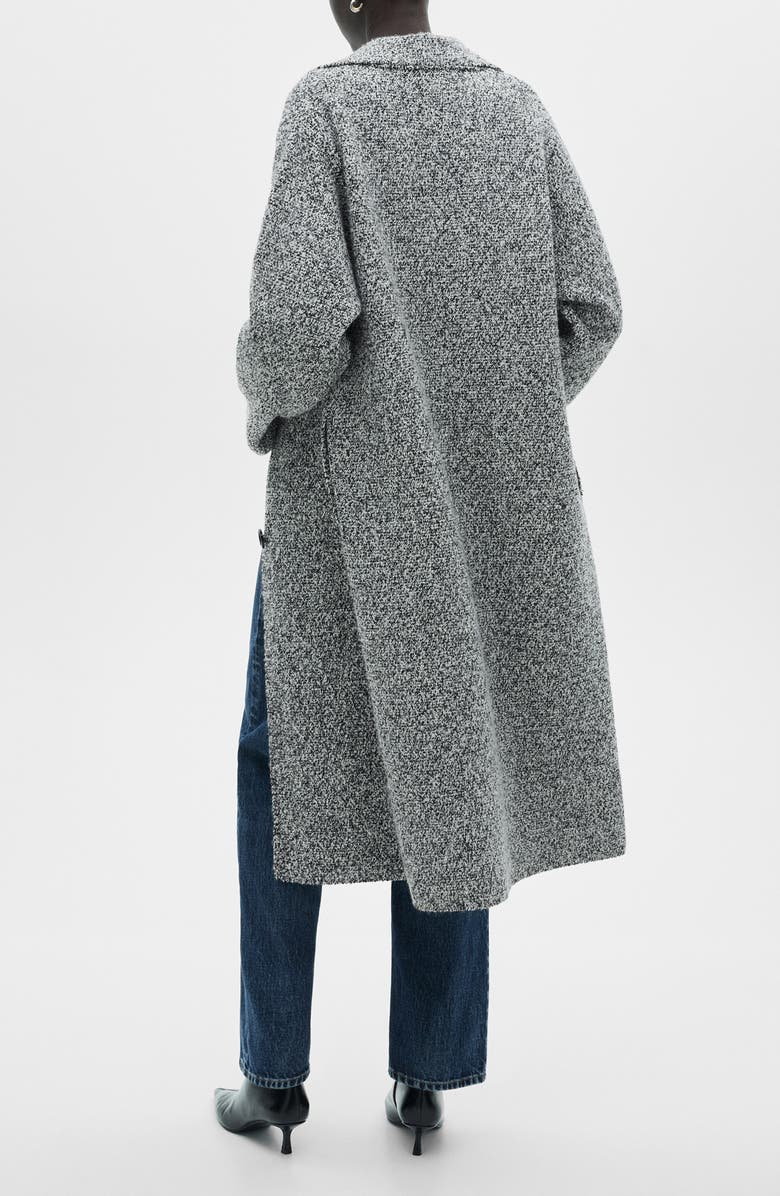 MANGO Marled Knit Longline Coat, Alternate, color, Black