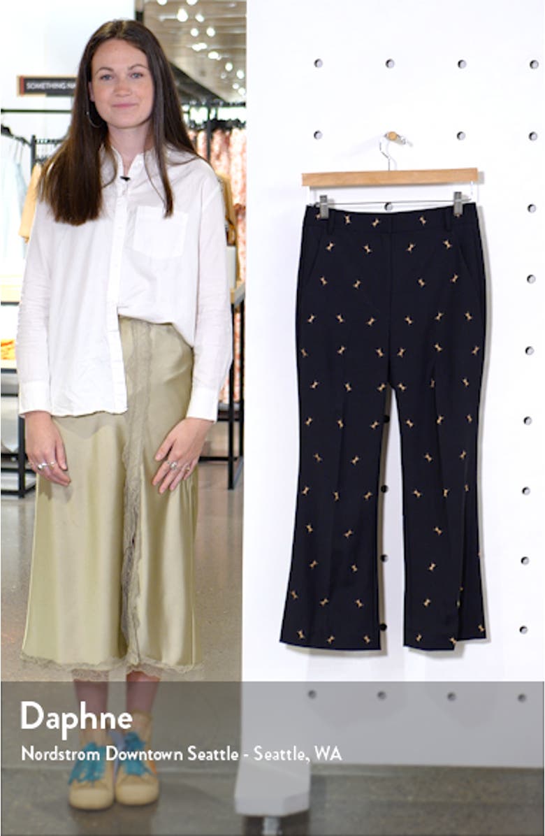 Ant Embroidered Crop Flare Pants, sales video thumbnail