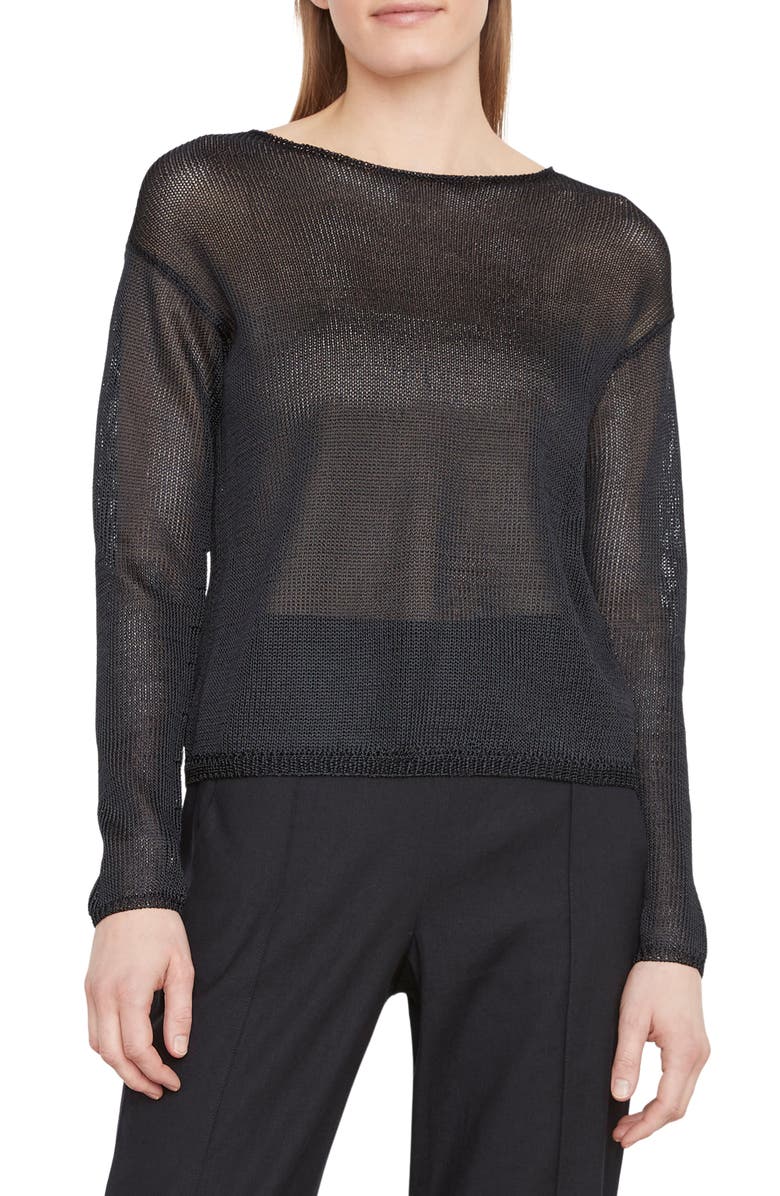 Vince Shiny Open Stitch Sweater, Main, color,