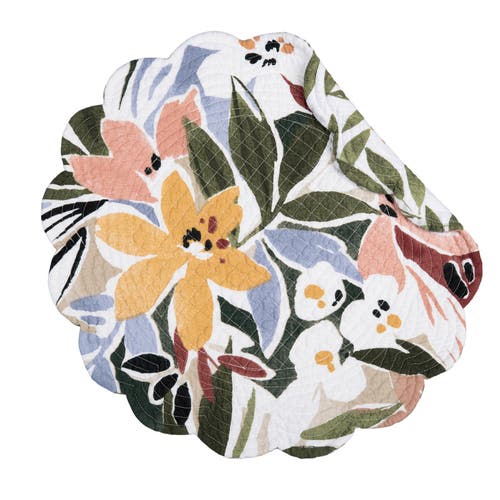 C & F Home C&f Home Joelle Floral Flowers Palm Leaf Vibrant Scalloped Round Placemats Set Of 6, 17" In Green