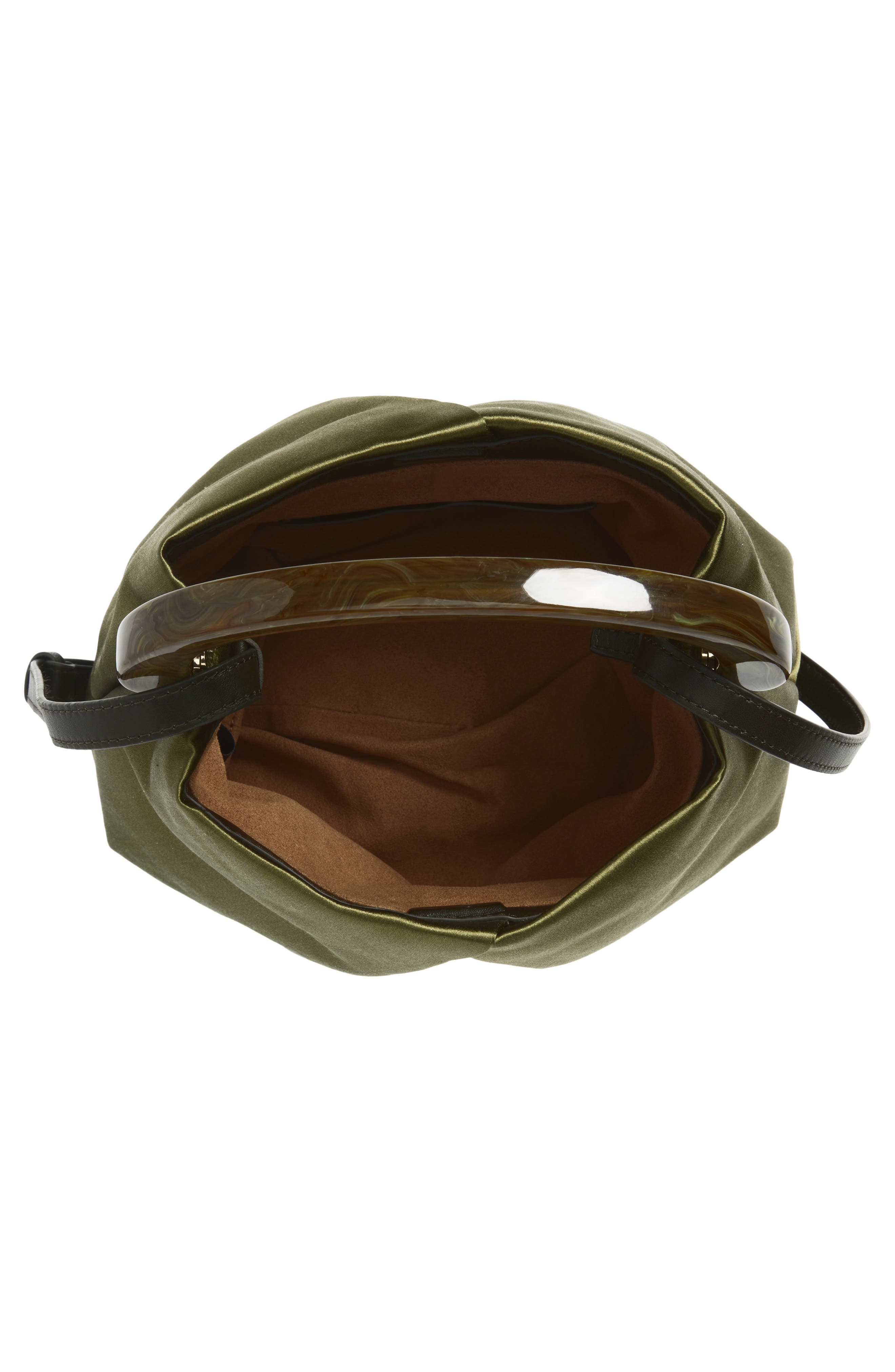 Dries Van Noten Pleated Satin Top Handle Bag, Alternate, color, 