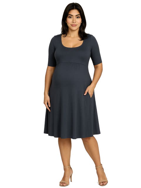 Maternity Knee Length A-Line Elbow Sleeve Dress