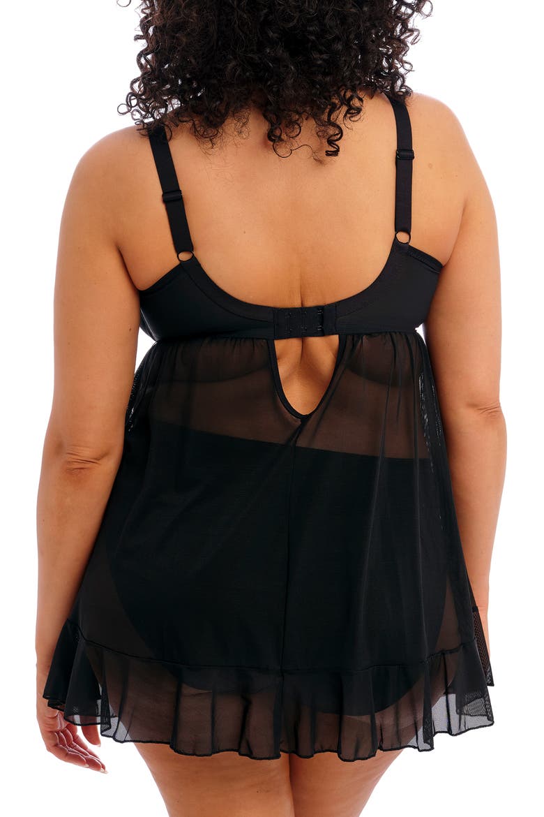 Priya Full Figure Underwire Babydoll, Alternate, color, BLACK