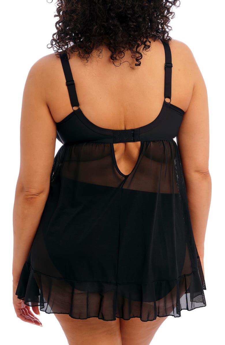Elomi Priya Full Figure Underwire Babydoll, Alternate, color, Black