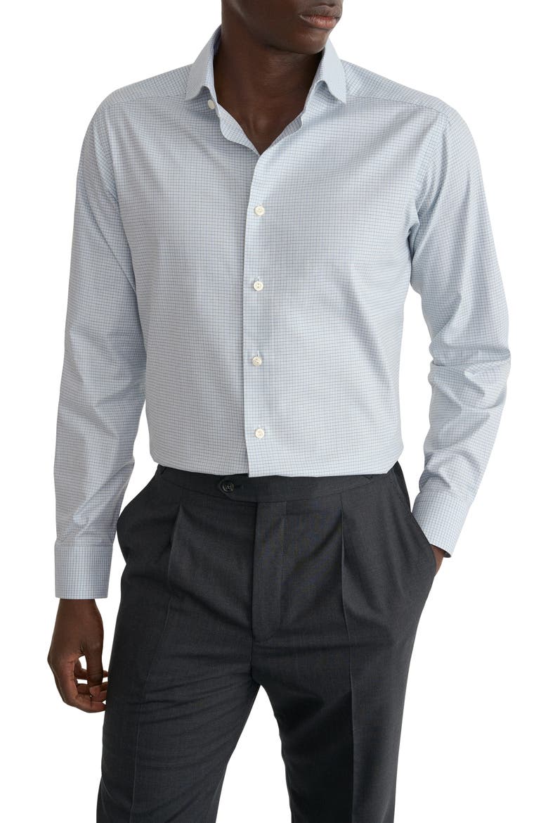 Slim Fit Checked Cotton Shirt, Main, color, LIGHT GREEN