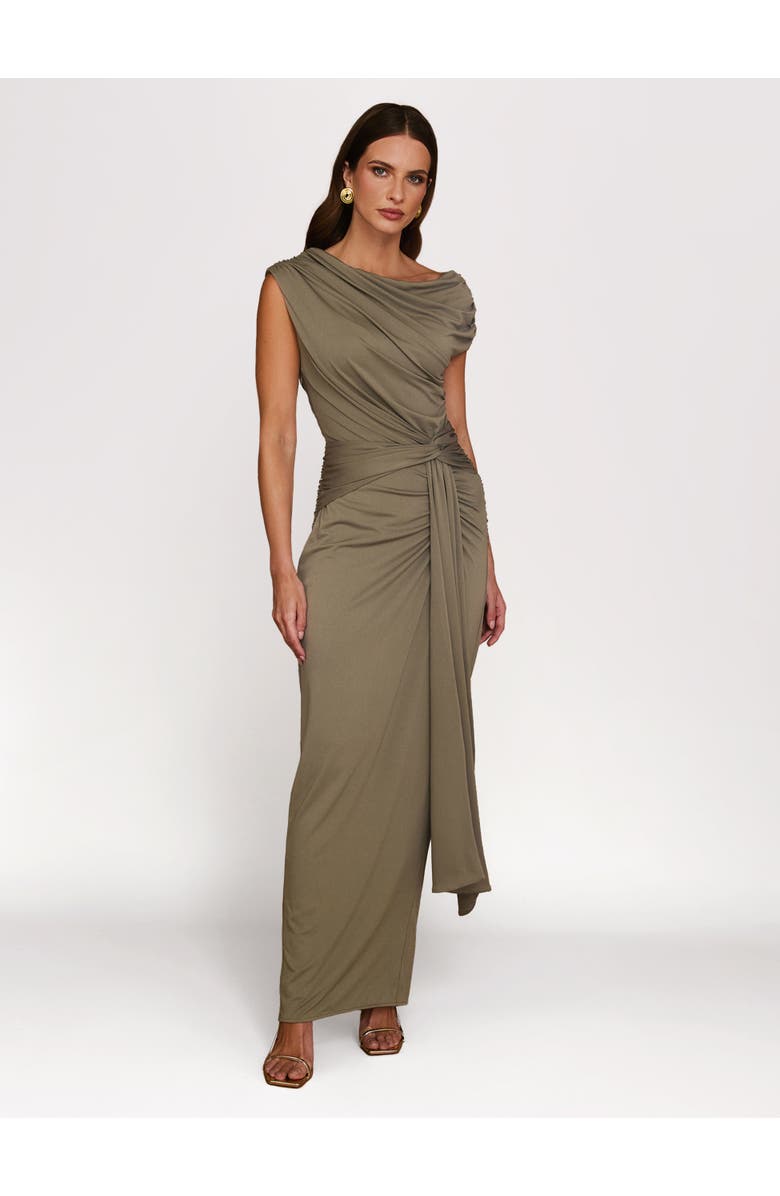 Six Stories Knot Detail Maxi Dress, Main, color, Green