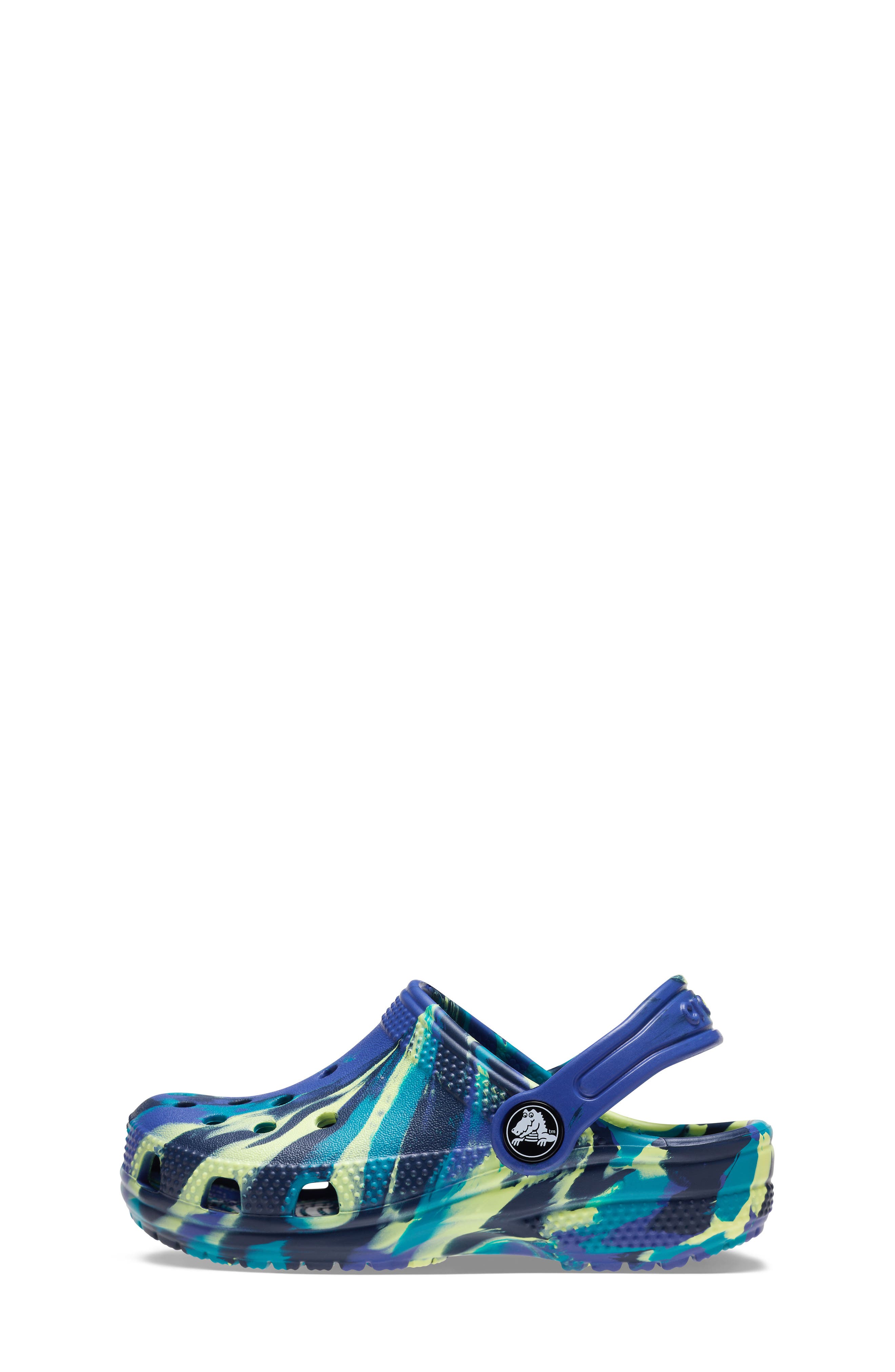 CROCS Kids' Classic Marbled Clog, Alternate, color, Navy/Turbo Teal