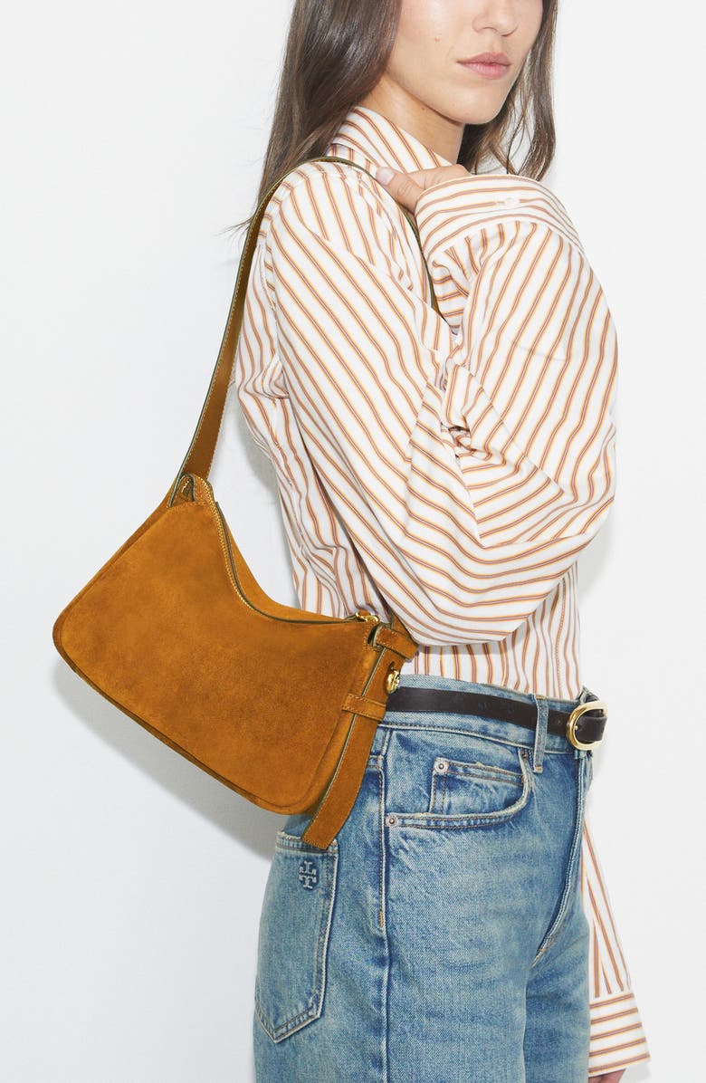 Tory Burch Small Romy Suede Shoulder Bag, Alternate, color,