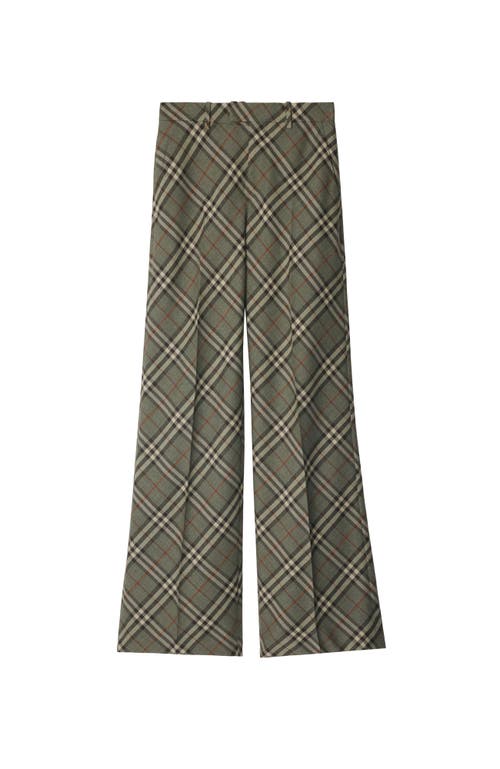 Burberry Straight Leg Check Wool Trousers In Crater