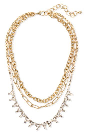 Shop Nordstrom Layered Crystal & Chain Necklace In Clear- Gold