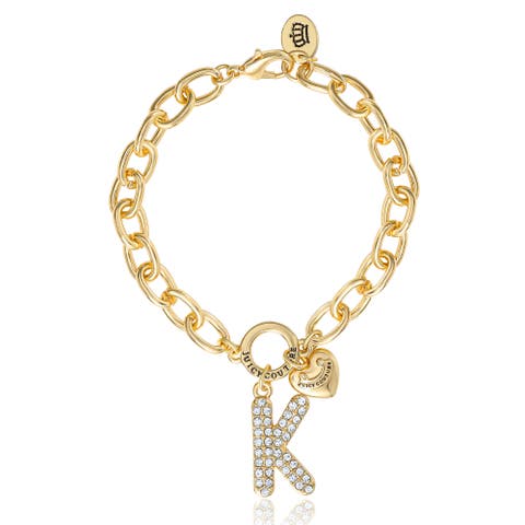 Pavé Initial Charm Bracelet, 7.5'' Gold Tone Link