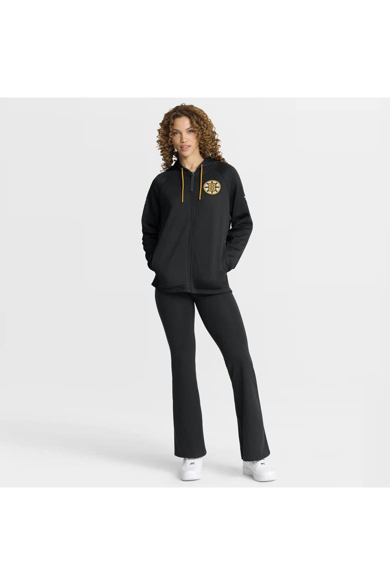 Women's Fanatics Black Boston Bruins Authentic Pro Rink Raglan Full-Zip Hoodie, Alternate, color, Black
