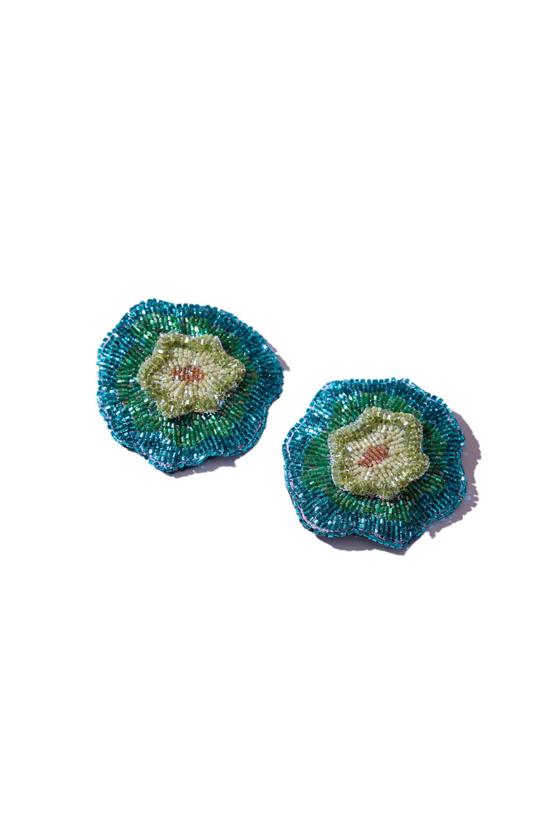 Kiwi Bloom Earrings, Main, color, Green