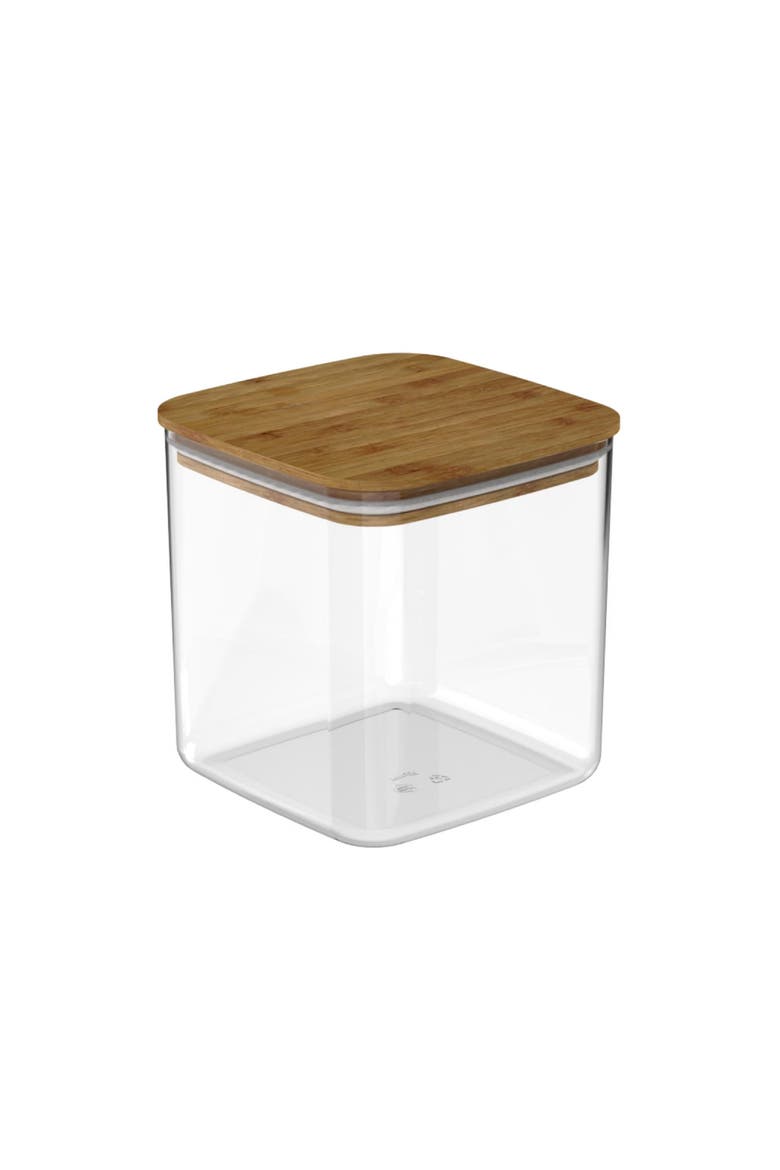 Clear Stackable Airtight Food Storage Container with Wood Lid, Main, color, Clear