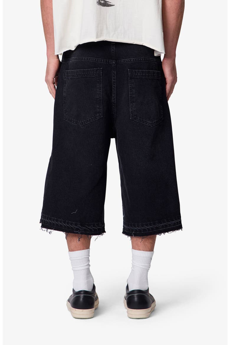 Ultra Baggy Offset Button Denim Shorts, Alternate, color, BLACK