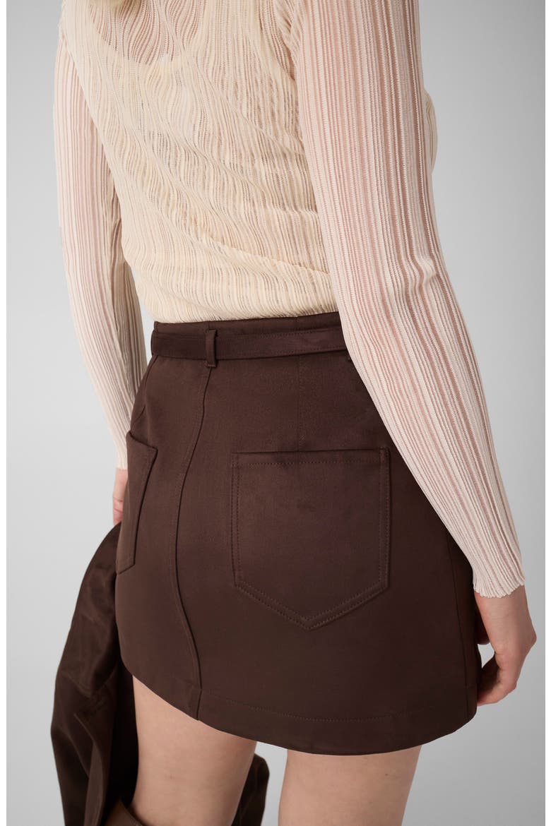 New Grace Faux Suede Miniskirt, Alternate, color, DARK BROWN