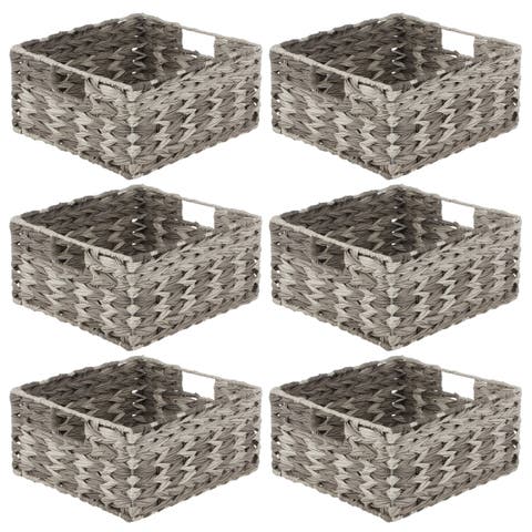 Woven Plastic Kitchen Pantry Storage Baskets - 6 Pack - Gray Ombre