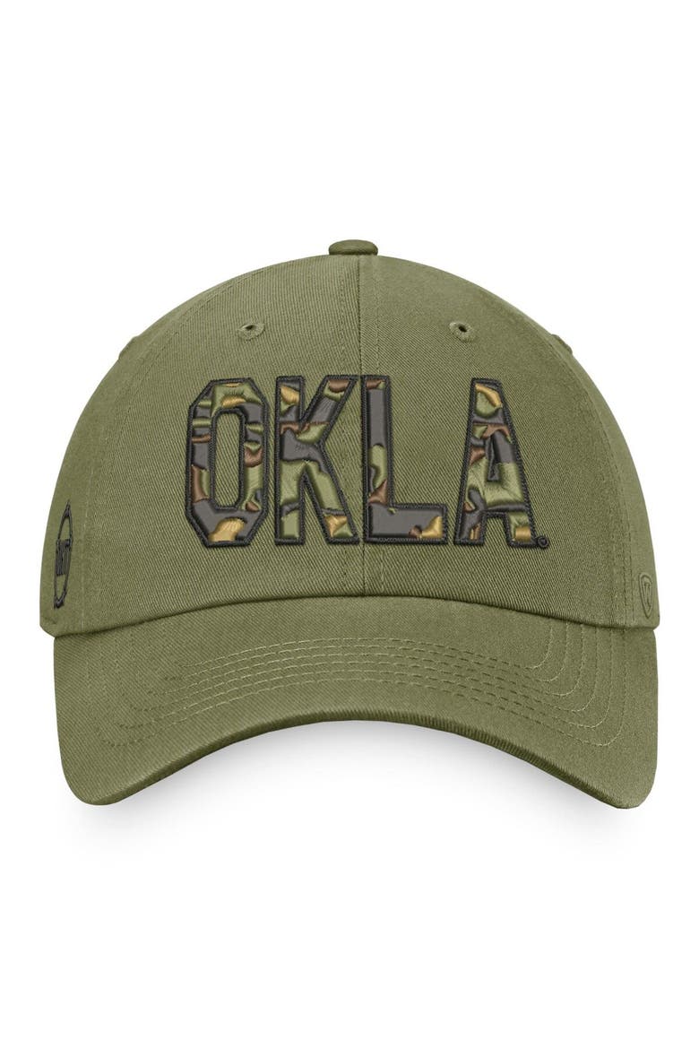 Men's Top of the World Olive Oklahoma Sooners OHT Military Appreciation Unit Adjustable Hat, Alternate, color, Olive