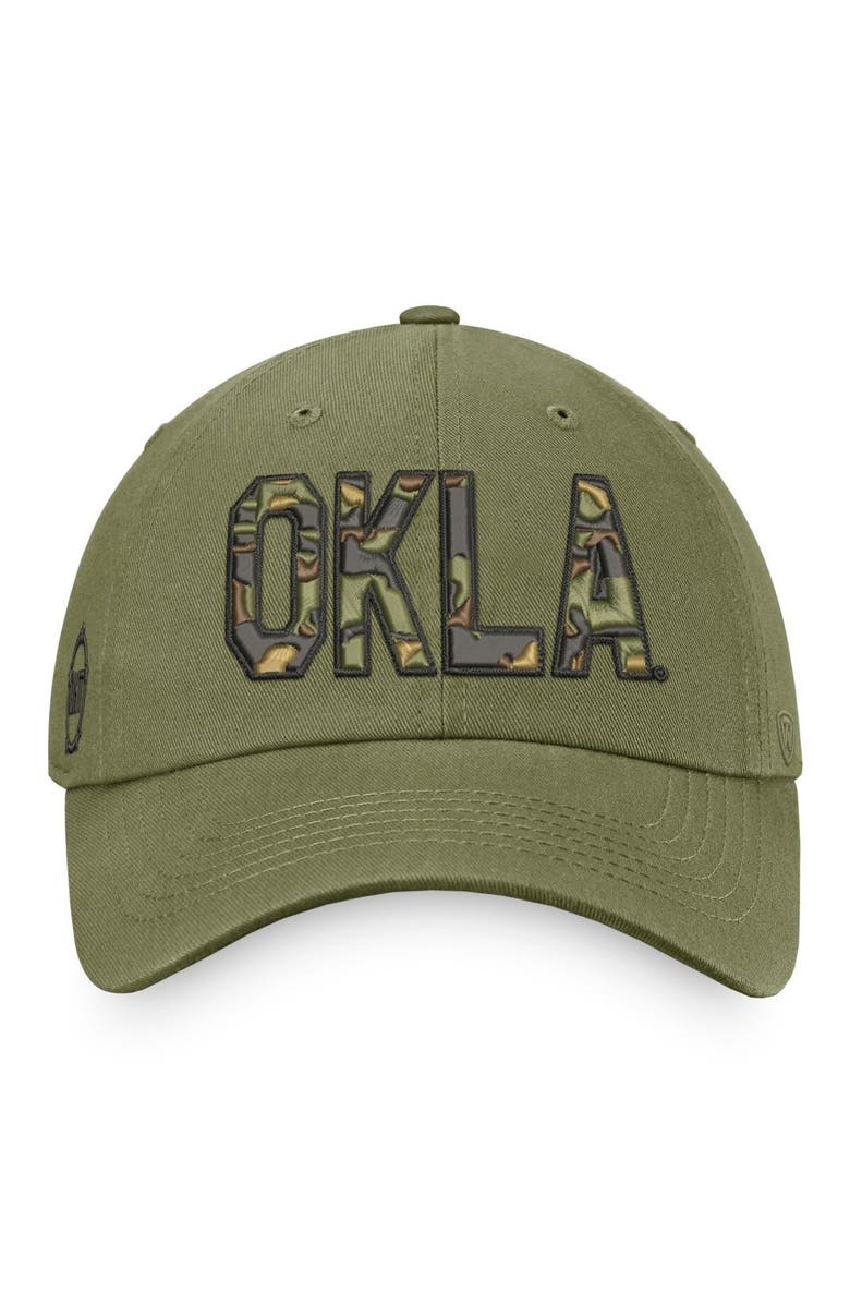 TOP OF THE WORLD Men's Top of the World Olive Oklahoma Sooners OHT Military Appreciation Unit Adjustable Hat, Alternate, color, Olive