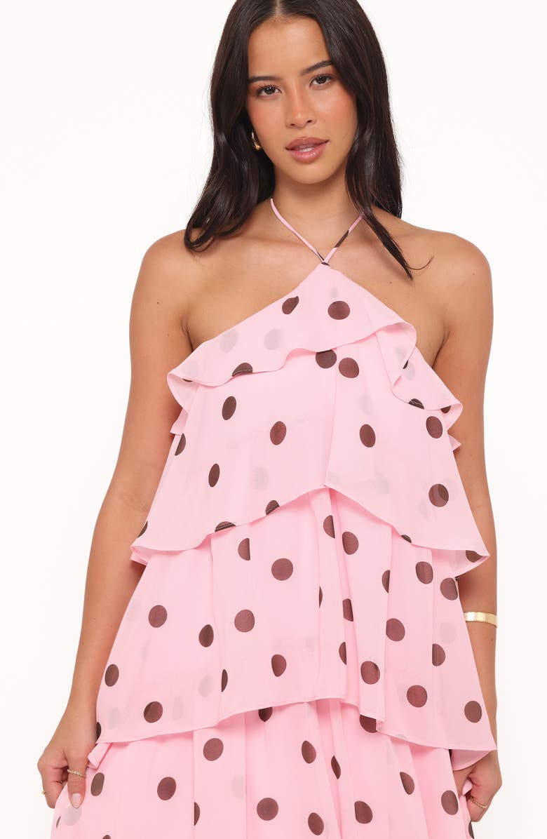 Petal & Pup Chasity Polka Dot Halter Neck Maxi Dress, Alternate, color, Pink Polka Dot