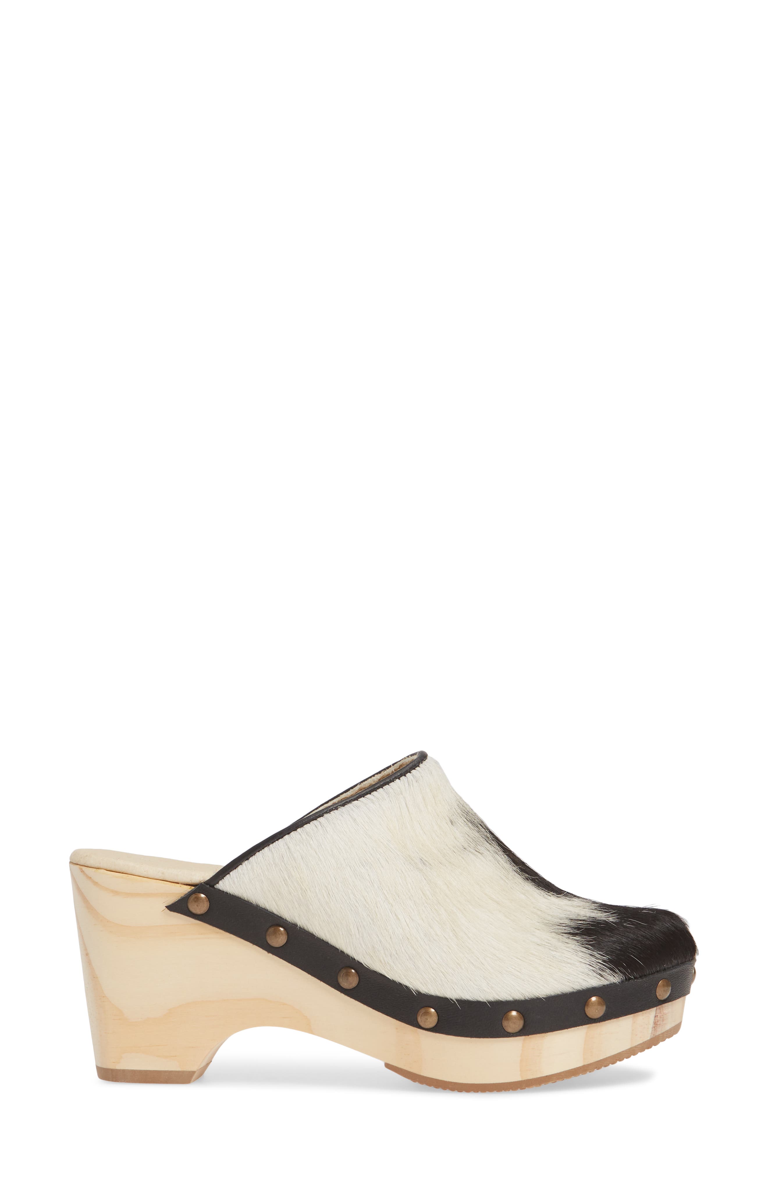 Zorba Clog, Alternate, color, BLACK/ WHITE COW CALF HAIR