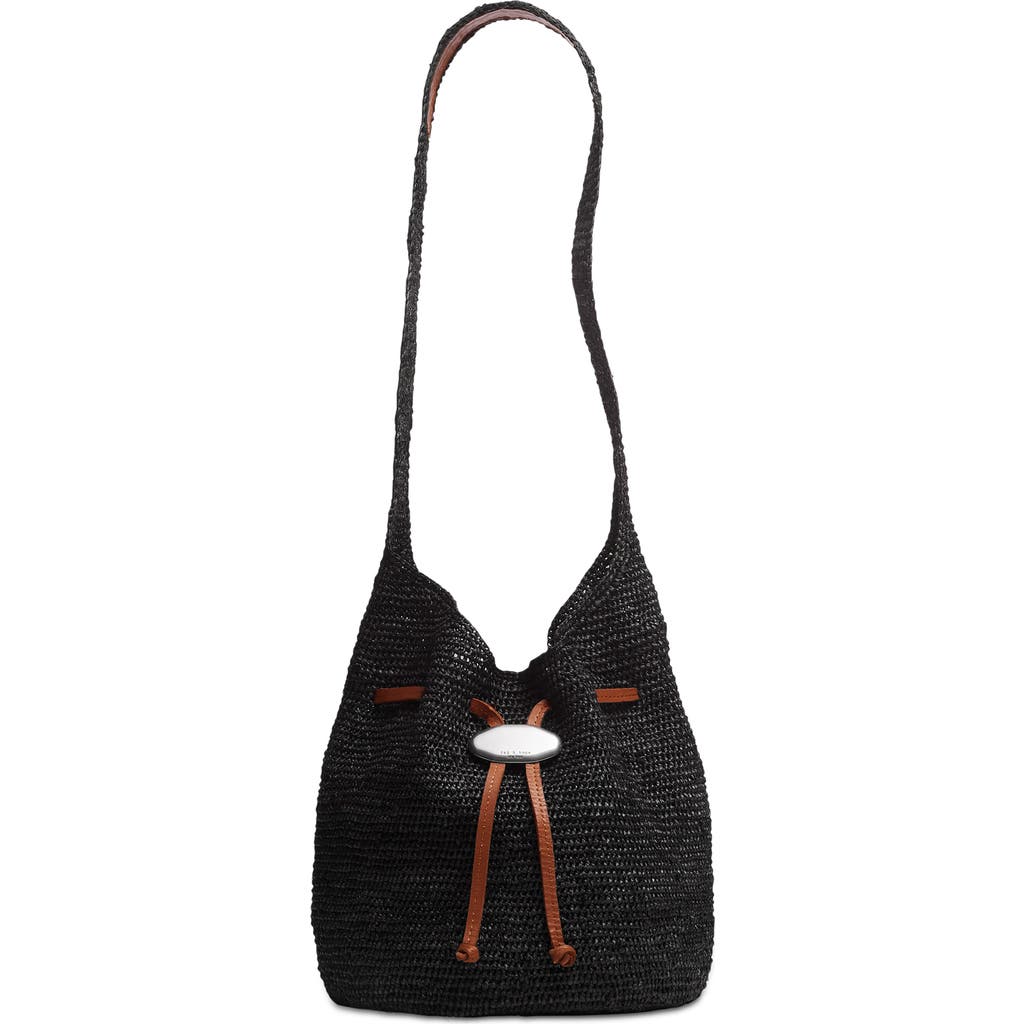Rag & Bone Daily Straw Bucket Bag In Black