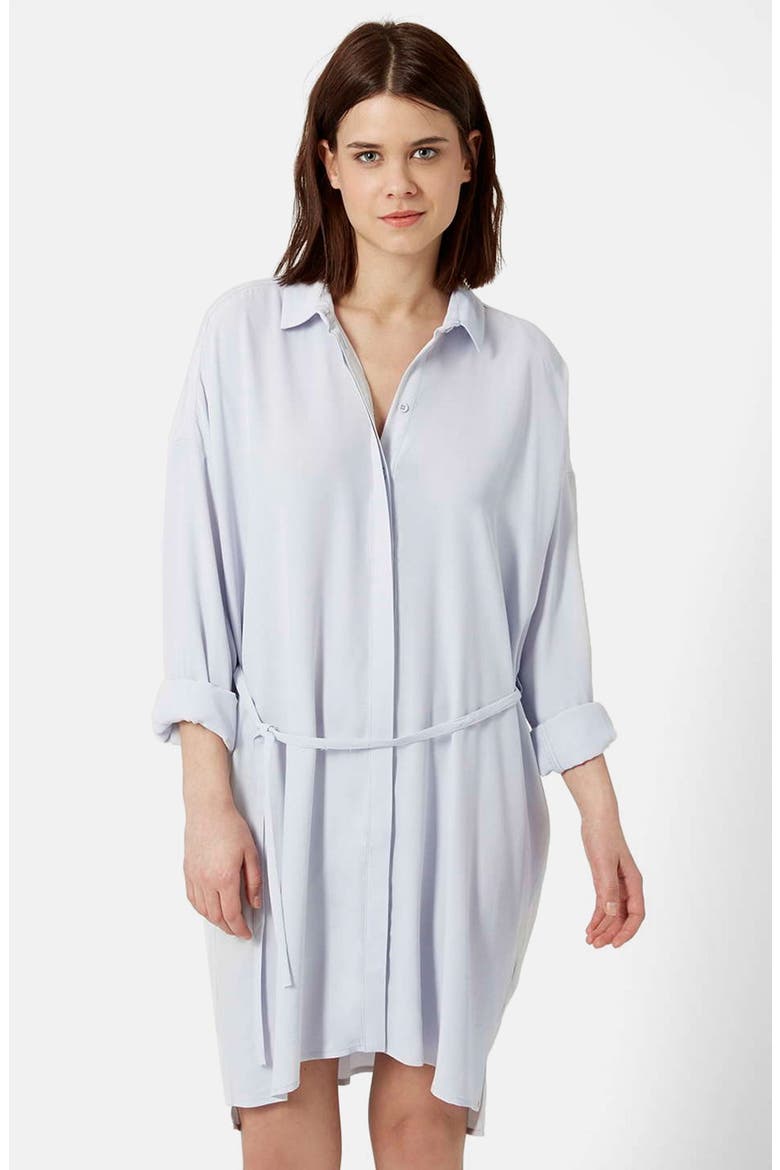 Self Tie Shirtdress, Alternate, color, LIGHT GREY