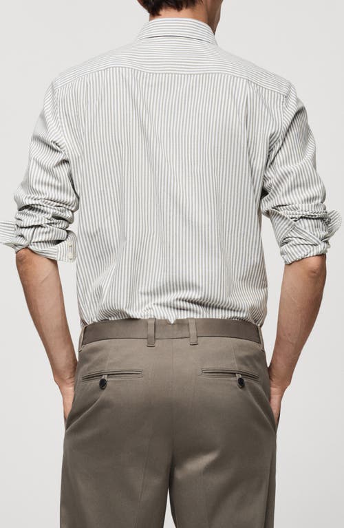 Mango Regular Fit Stripe Cotton Button-up Shirt In Blue
