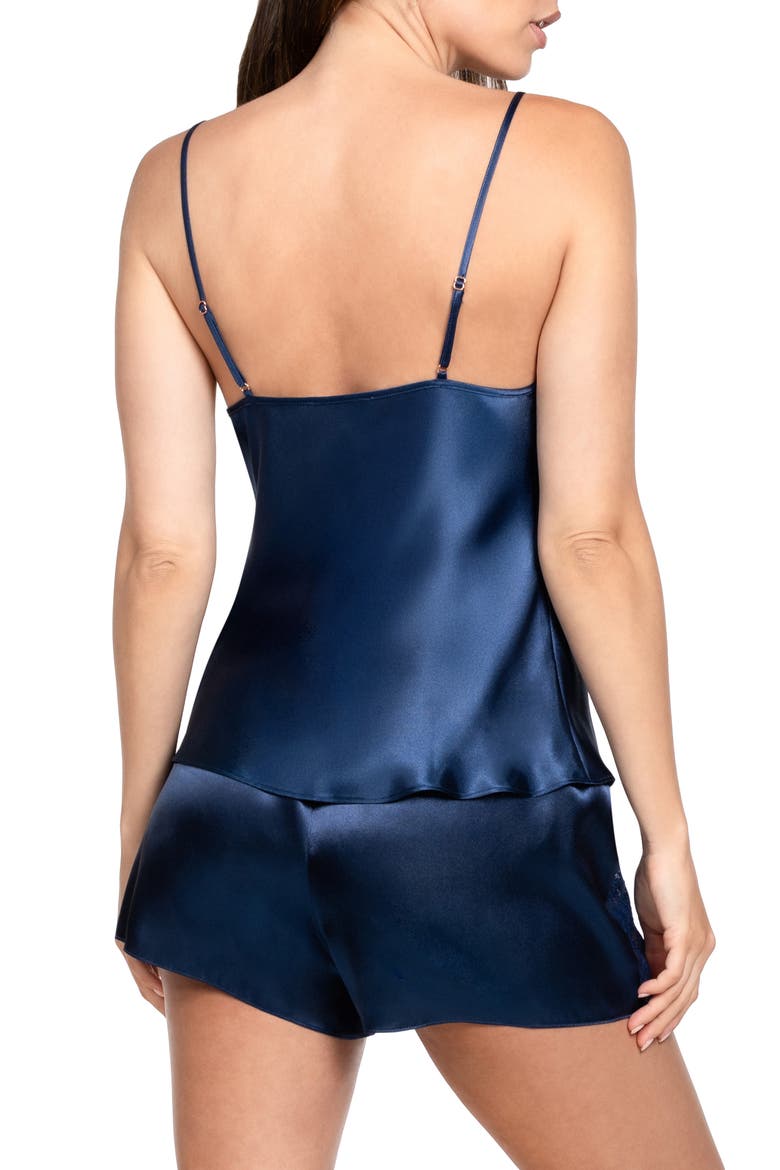 Love Story Lace Trim Satin Pajamas, Alternate, color, NAVY
