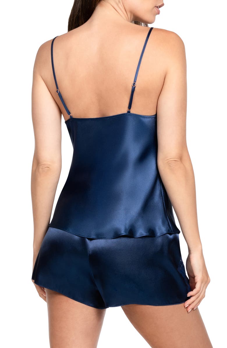 In Bloom by Jonquil Love Story Lace Trim Satin Pajamas, Alternate, color, Navy