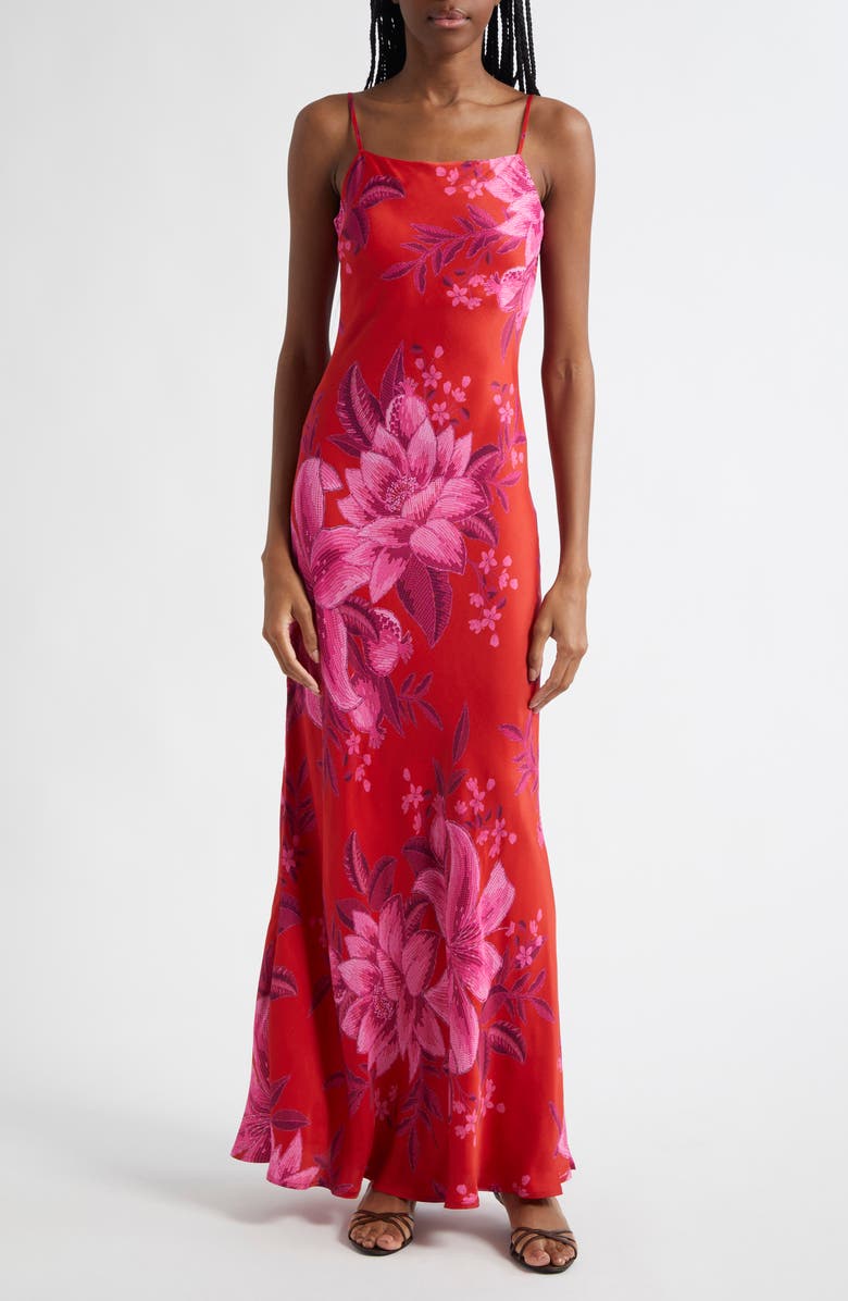 FARM Rio Summer Fruit Satin Maxi Slipdress, Main, color, 