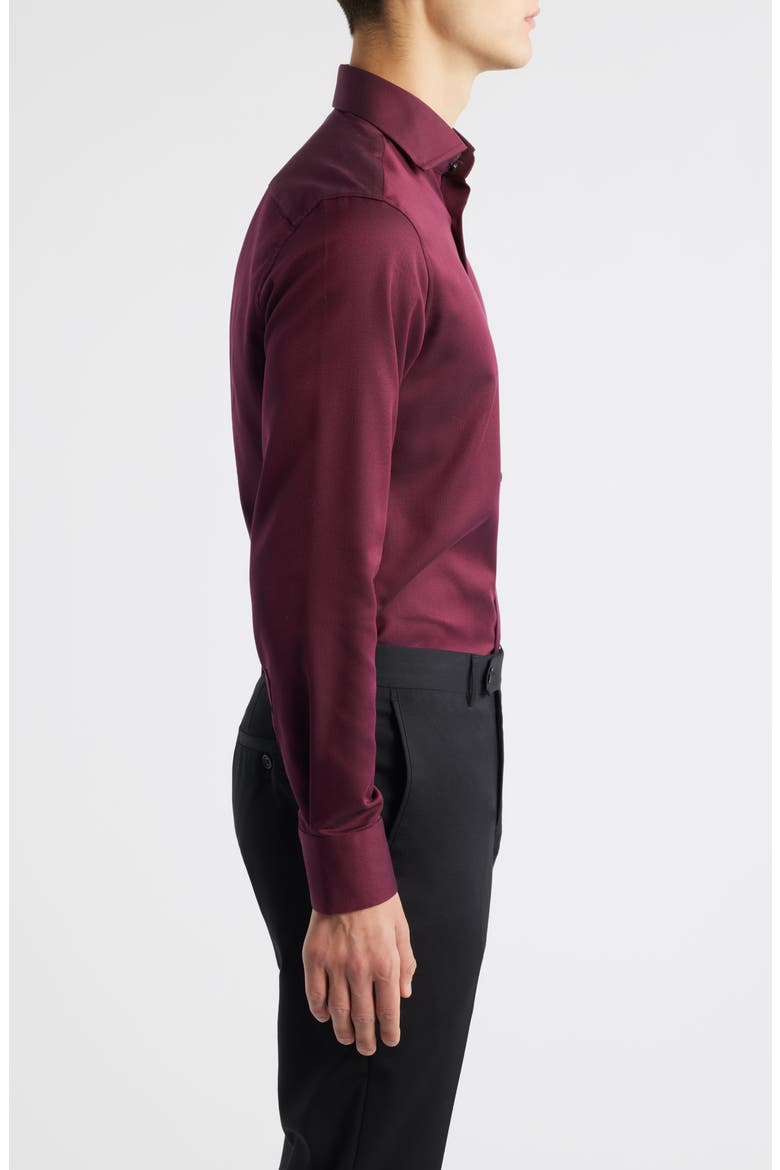 Slim Fit Solid Non-Iron Cotton Dobby Dress Shirt, Alternate, color, DARK RED