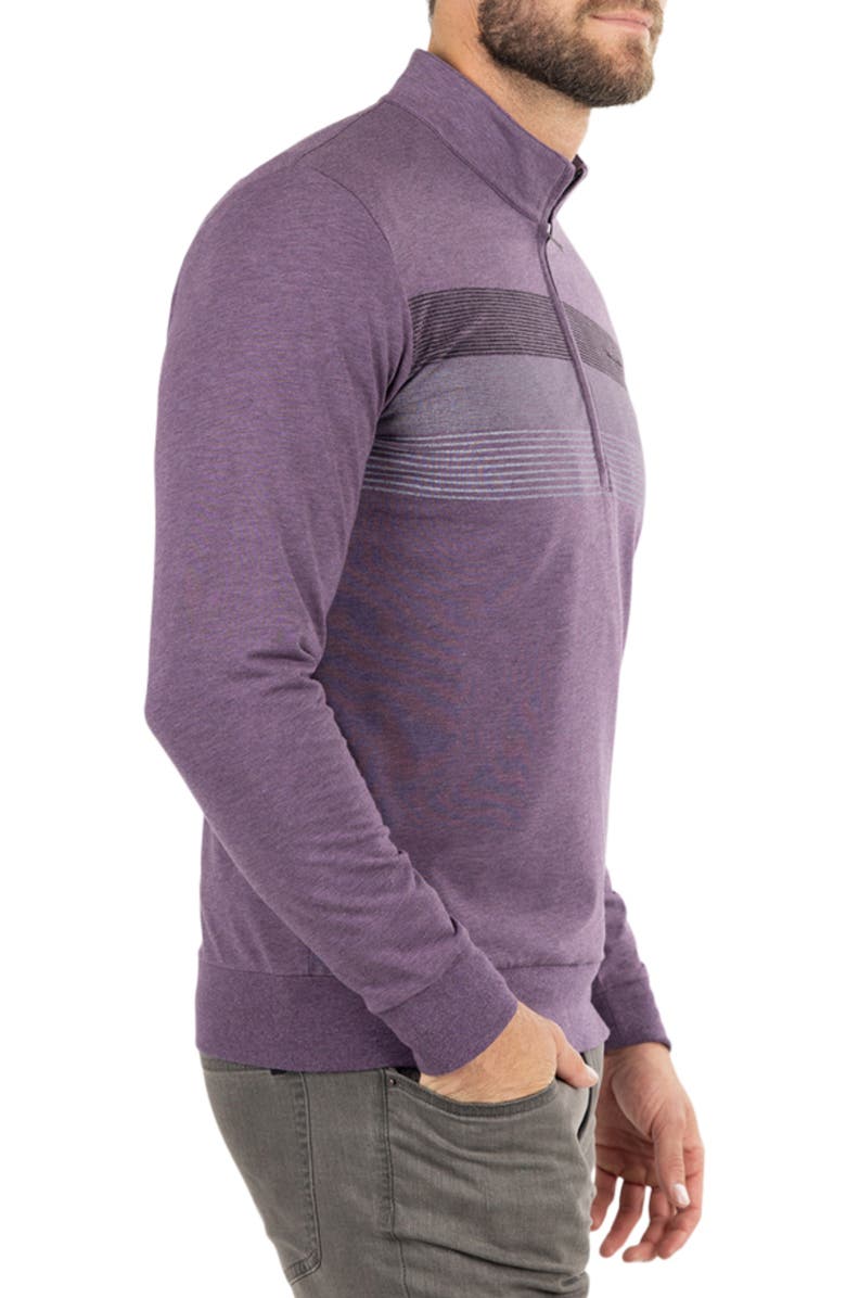 TravisMathew Pioneer Stretch Cotton Blend Half Zip Pullover, Alternate, color, Heather Sweet Grape