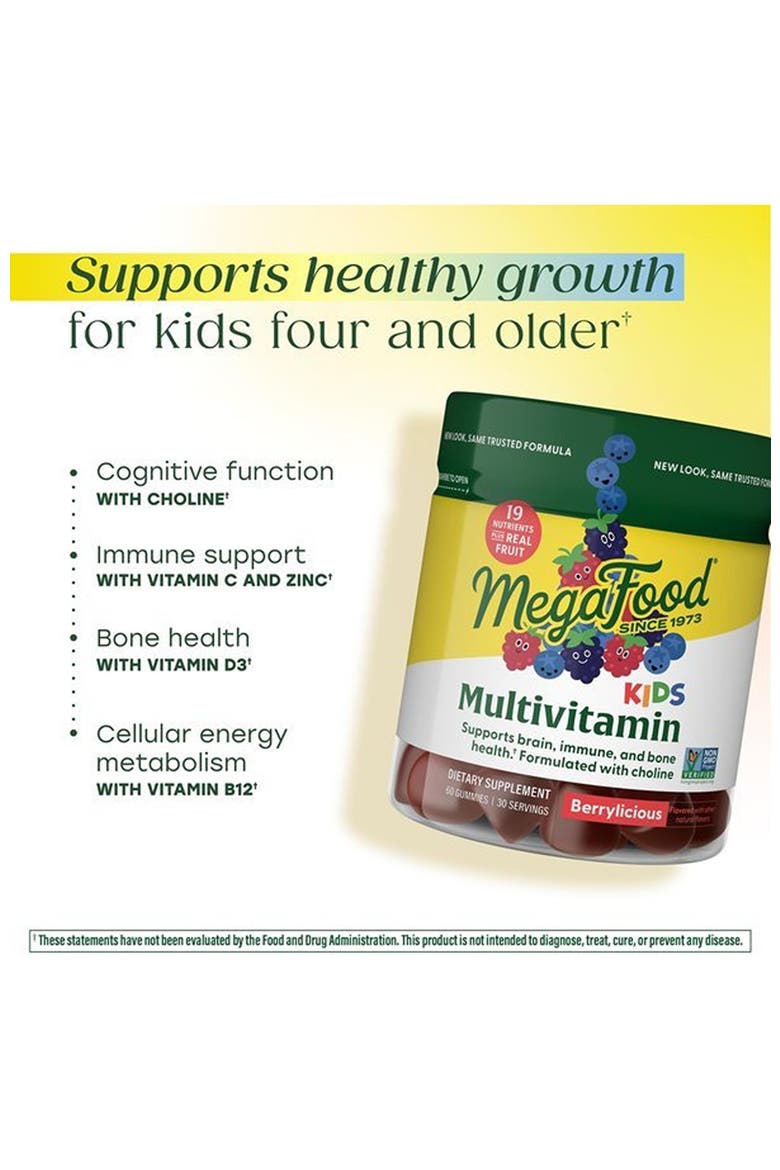 Kids Multivitamin Gummies for Age 4+ for Brain & Immune Support, 60 Berrylicious Gummies, Alternate, color, None