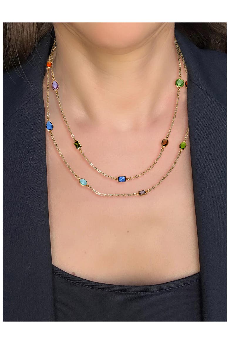 Multi Cubic Zirconia Necklace, Alternate, color, GOLD/ MULTI