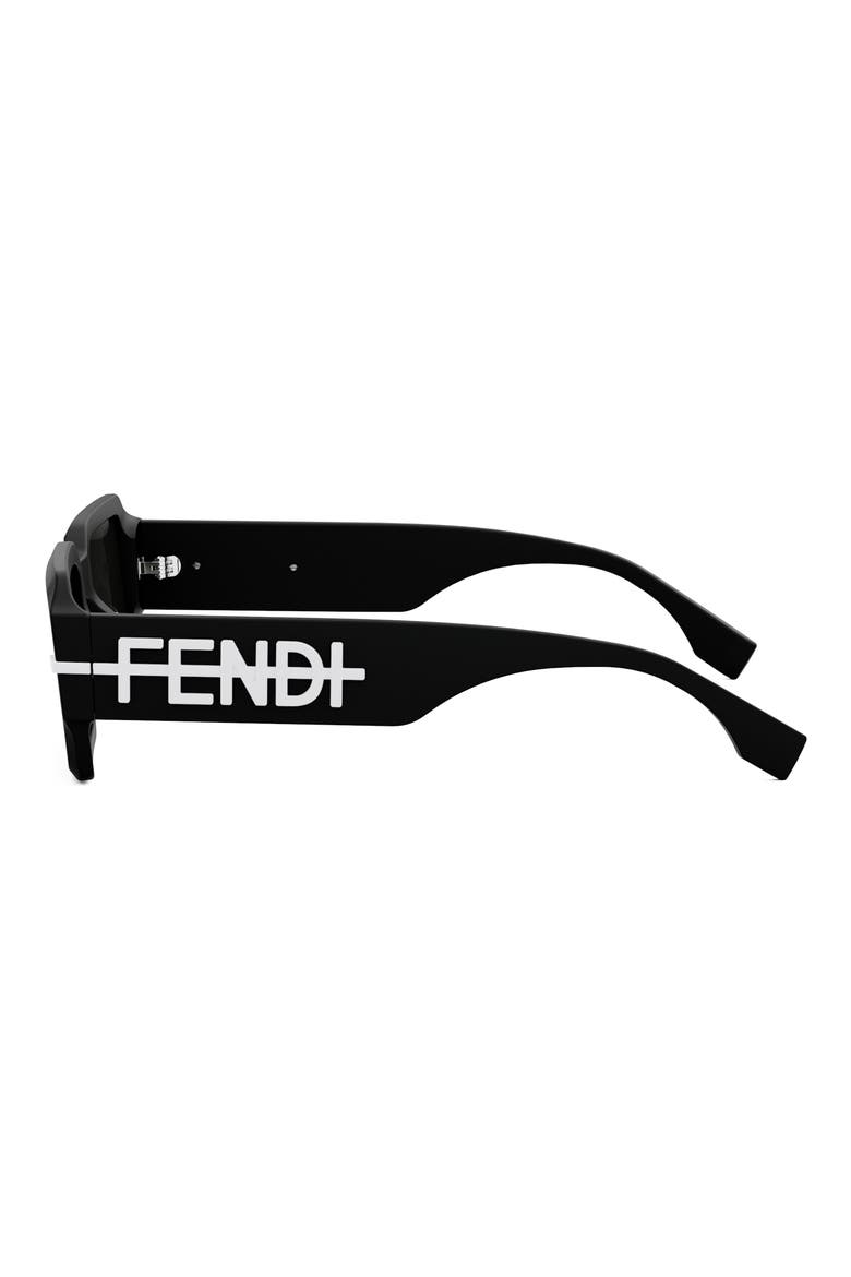'Fendigraphy 52mm Geometric Sunglasses, Alternate, color, MATTE BLACK / SMOKE