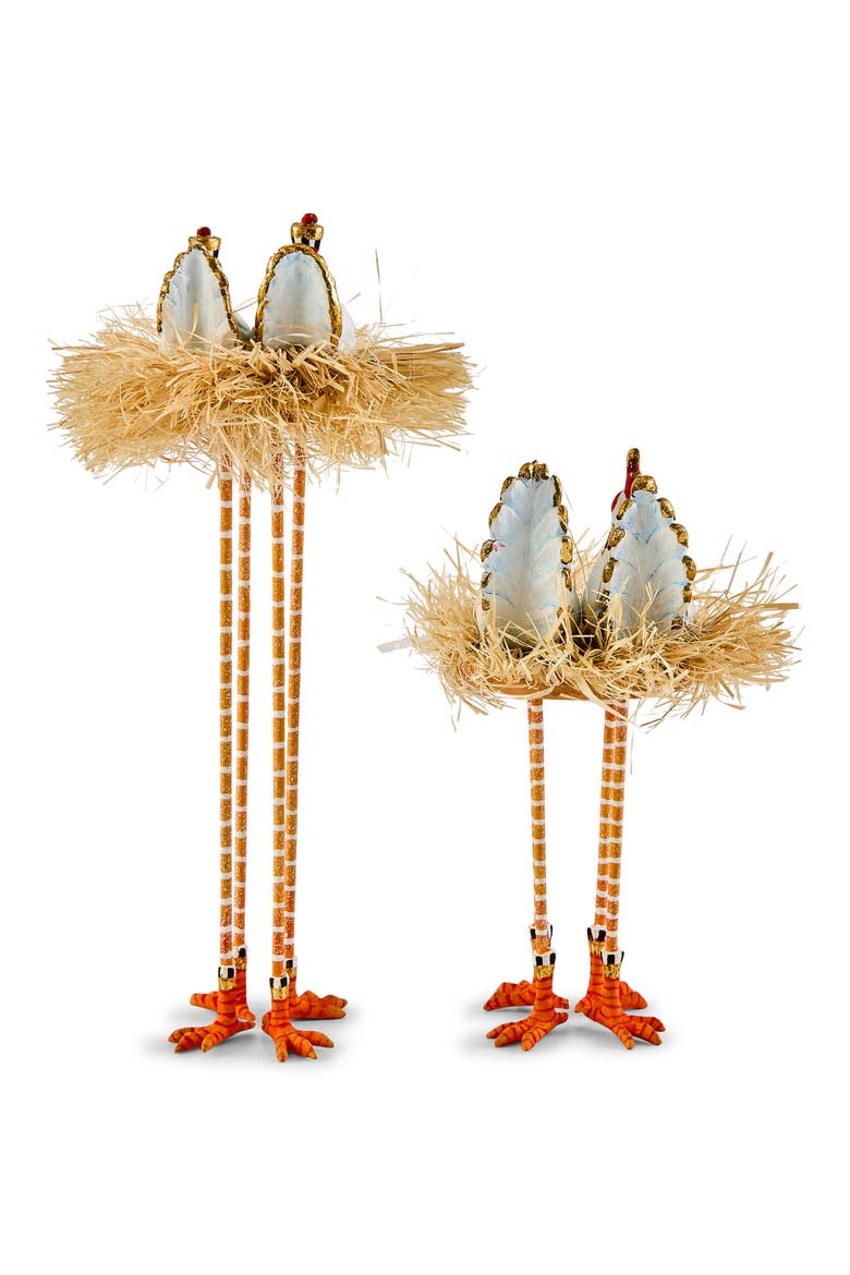 Patience Brewster Nativity Set of 2 Chicken Decorations, Alternate, color, BROWN
