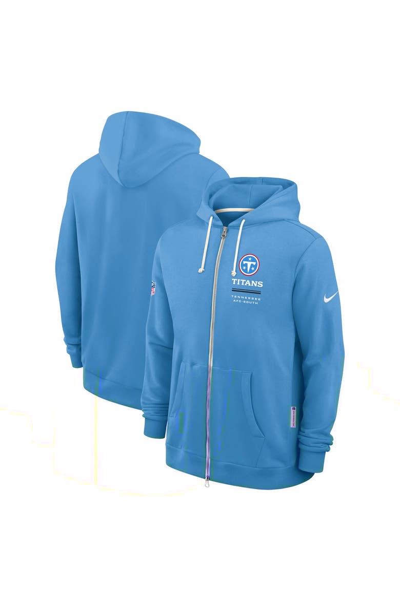 Men's Nike Light Blue Tennessee Titans Sideline Standard Issue Quarterback Scramble Dri-FIT Full-Zip Hoodie, Alternate, color, Light Blue