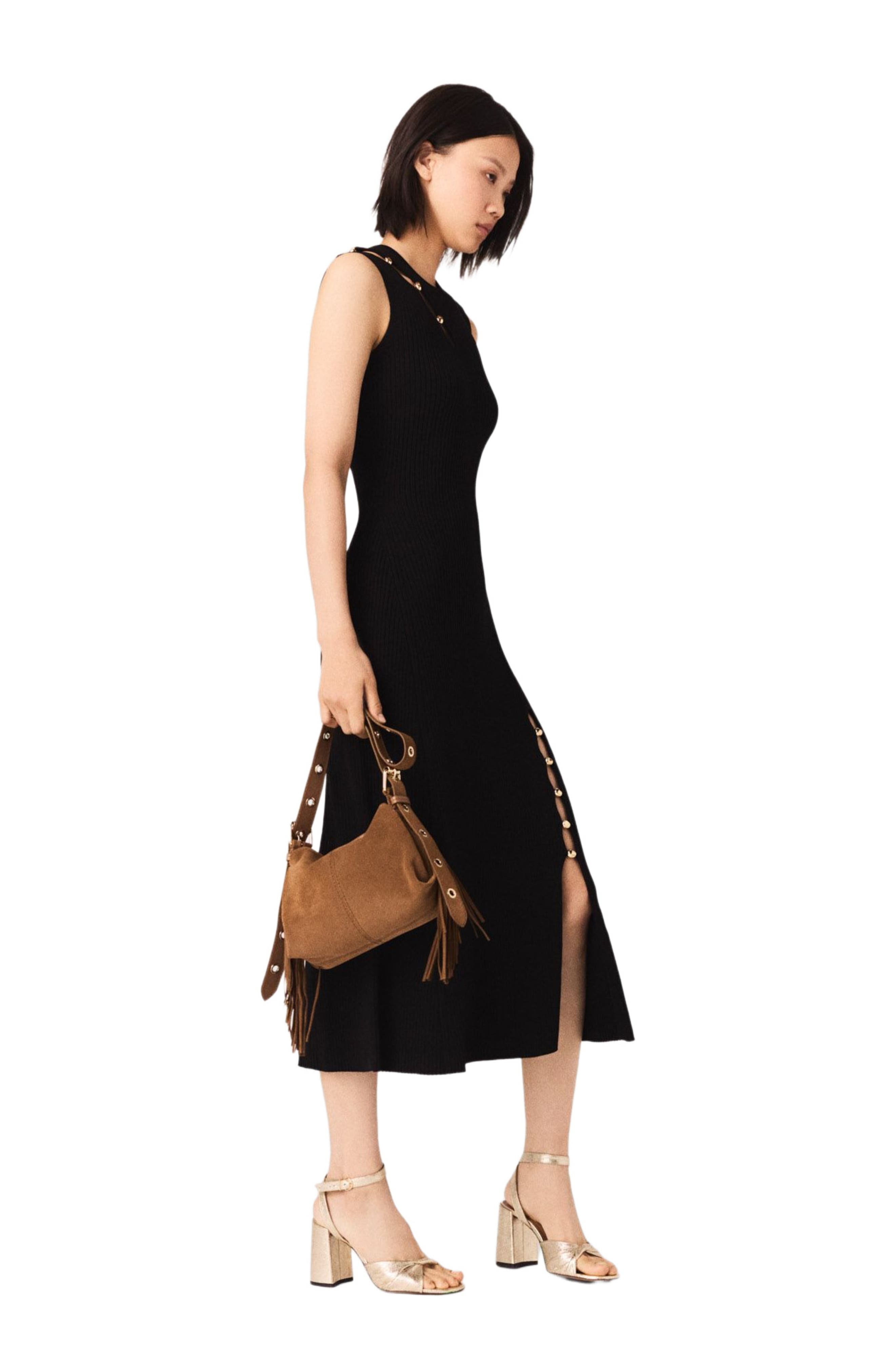 maje ribbed maxi dress Rib knit maxi dress Blue For Women