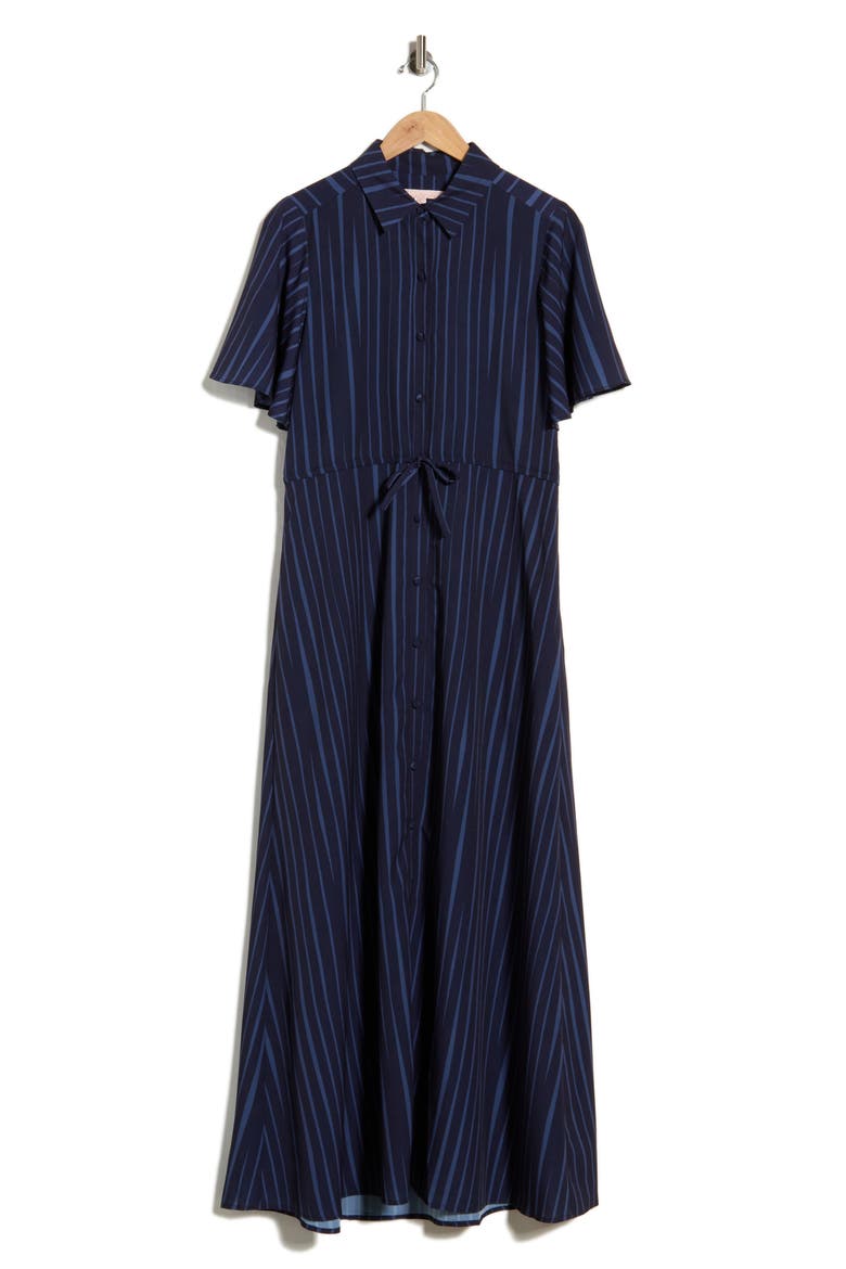 Layton Short Sleeve Maxi Dress, Alternate, color, NAVY STRIPES