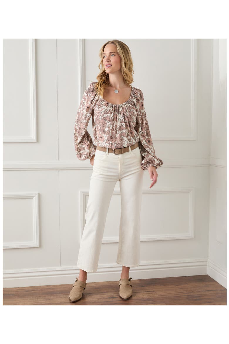 Floral Blouson Sleeve Peasant Top, Alternate, color, FLORAL