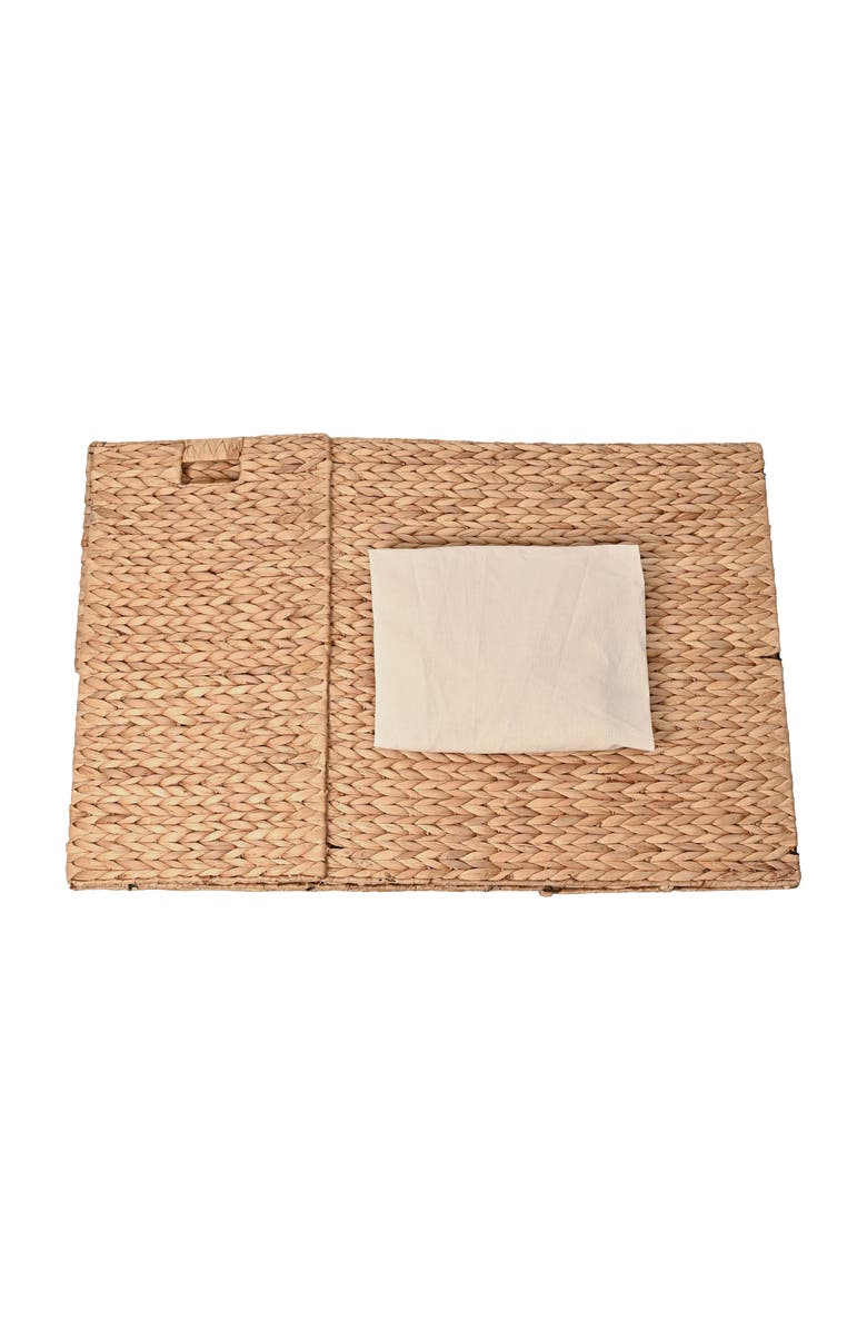 HAPPIMESS Sawyer Classic Farmhouse Handwoven Hyacinth 2-Section Collapsible Laundry Hamper with Washable Liner, Handles, and Lid, Alternate, color, Natural