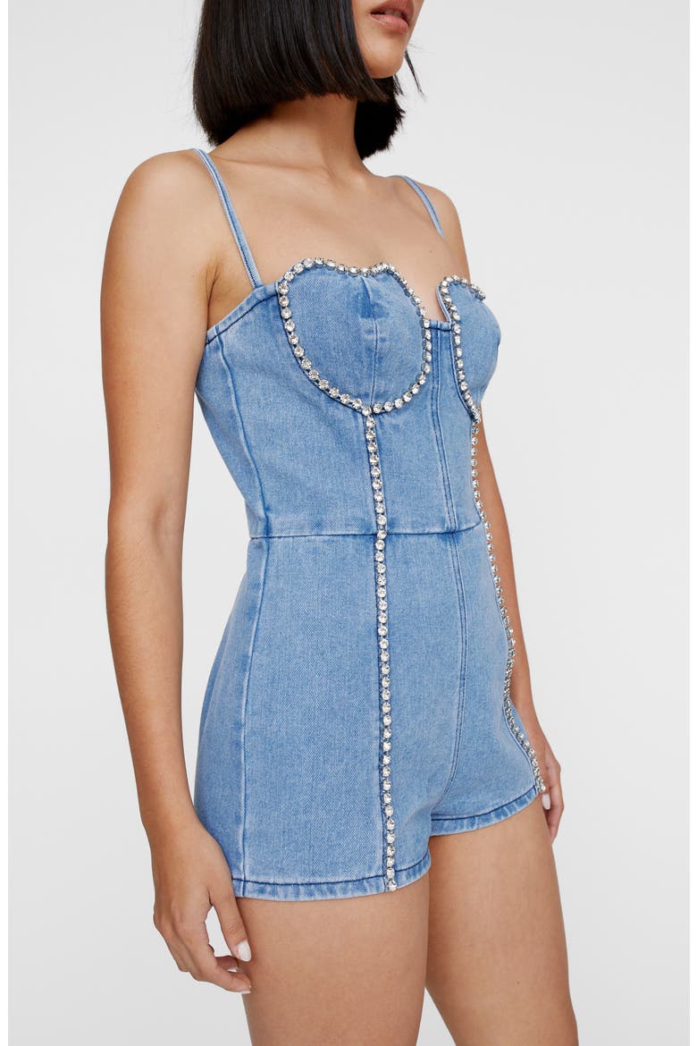 Heart Embellished Bustier Denim Romper, Alternate, color, AUTHENTIC MIDWASH