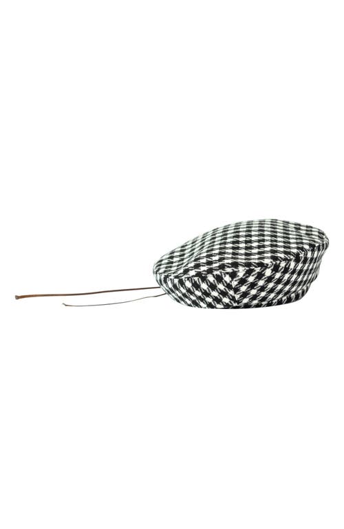 Lost Pattern Houndstooth Beret In Black