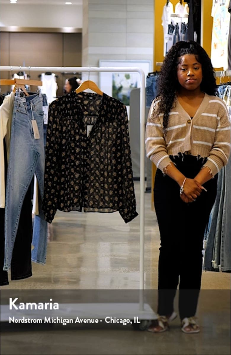 Monika Leaf Print Silk Button-Up Shirt, sales video thumbnail